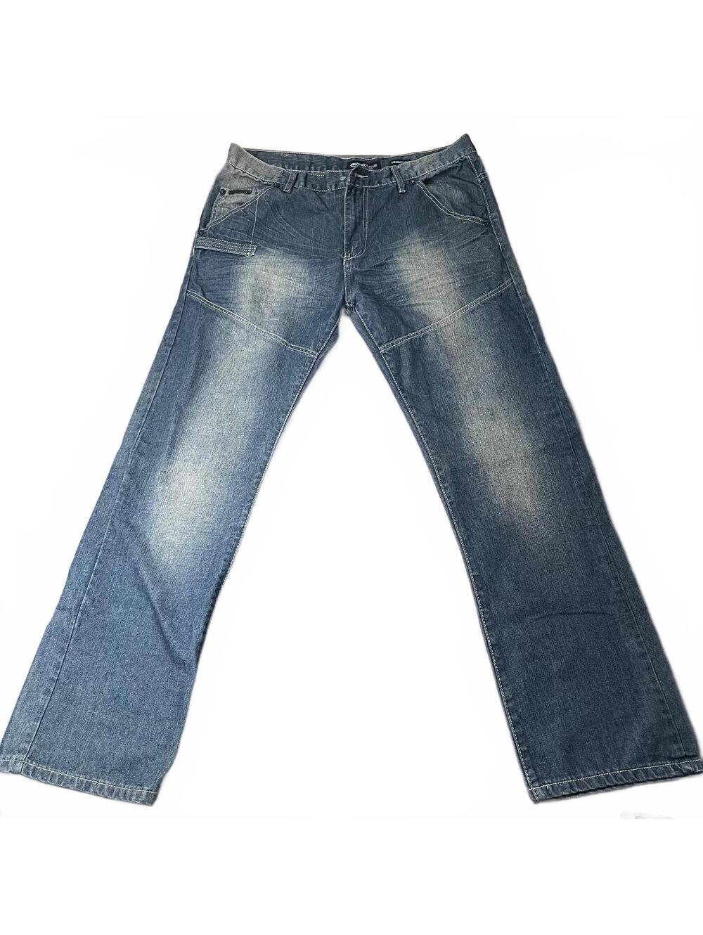 *Damadged-Read* Men's Ecko Unlimited Denim Jeans Blue Straight Leg Size 36 Y2K